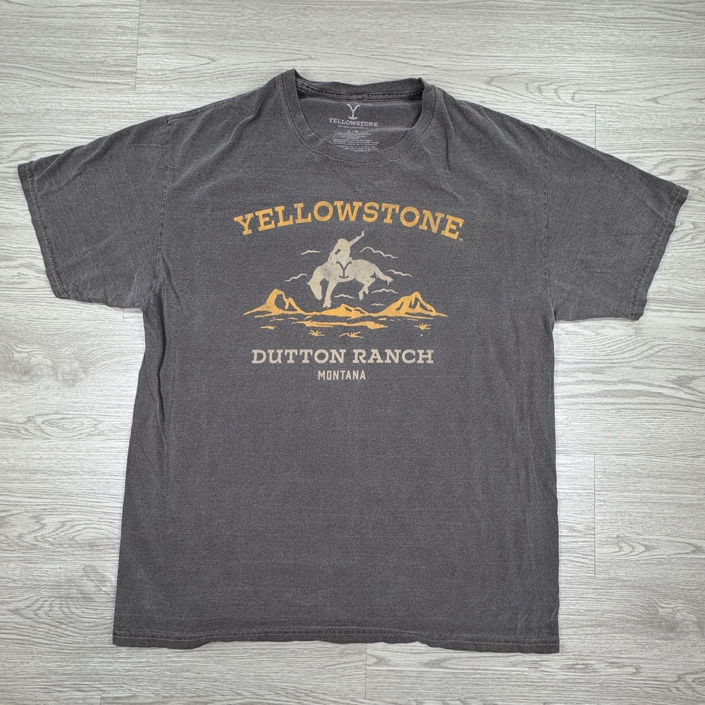 Yellowstone Men's T-Shirt Dutton Ranch Montana‎ Graphic Tee Charcoal Gray Large